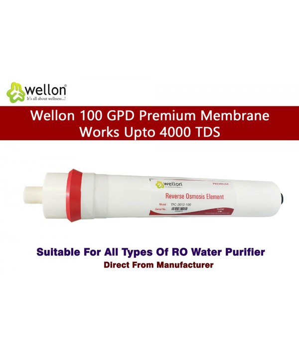 Wellon Premium Membrane Solid Filter Cartridge Works Upto 4000 TDS for All Kind of Domestic Water Purifier Systems 12 Inches (100 GPD)